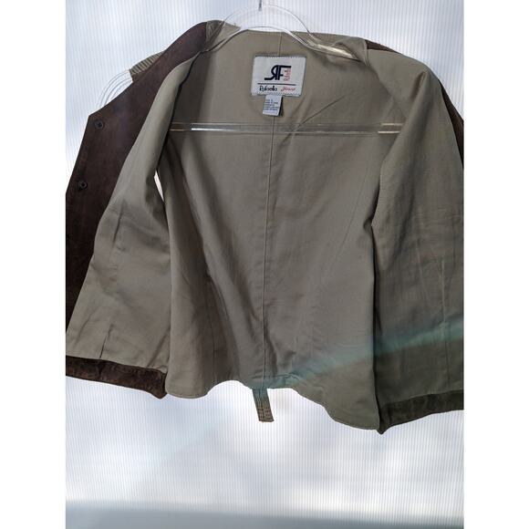 Vintage 90's Rafaella Suede Front Vest Cotton Houndstooth Back Men's Unisex - Picture 4 of 7